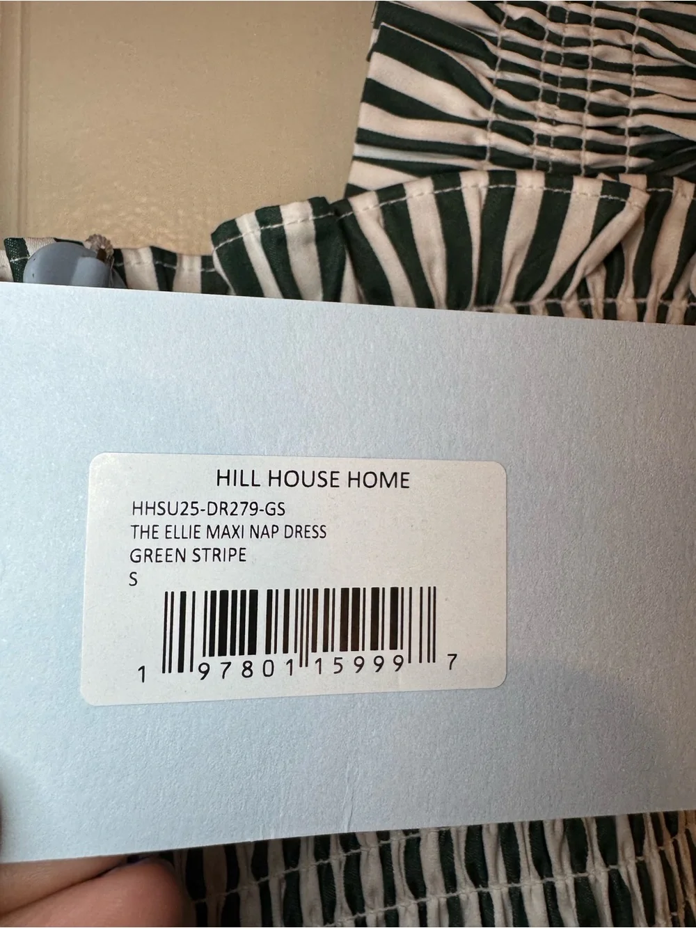 NWT!! Hill House Striped Green and White Maxi Dress - Picture 10 of 11